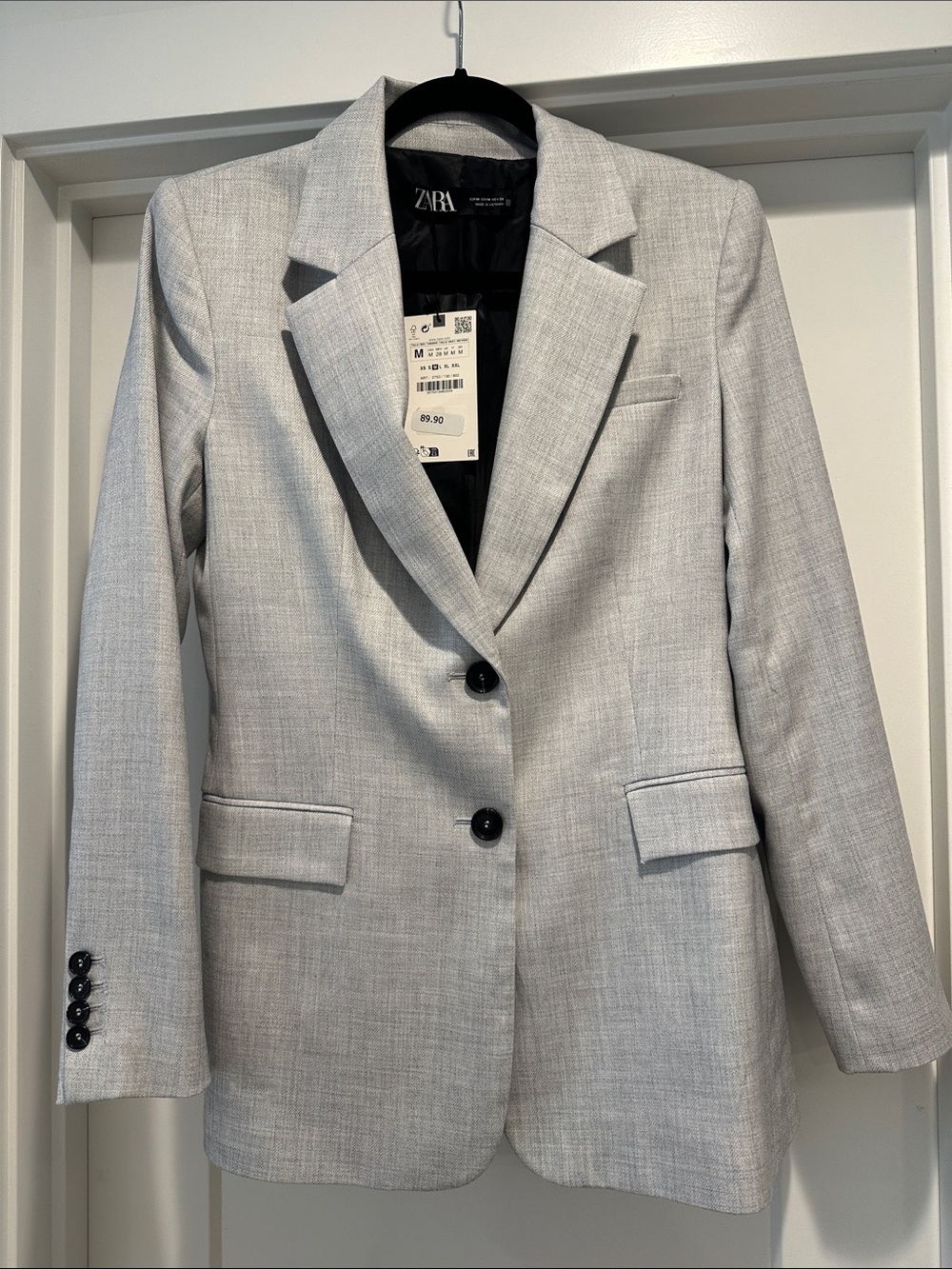 ZARA Light Gray Textured Tailored Blazer